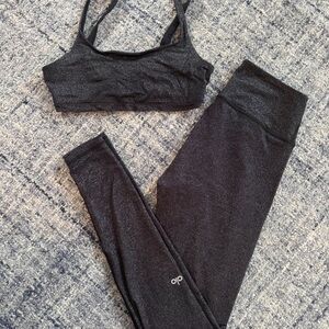 EUC🖤🩶ALO YOGA🩶🖤RARE GLITTERY WORKOUT SET